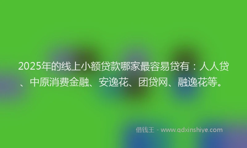 2025年的线上小额贷款哪家最容易贷有：人人贷、中原消费金融、安逸花、团贷网、融逸花等。