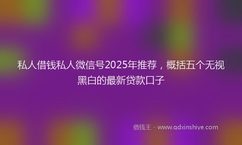 私人借钱私人微信号2025年推荐，概括五个无视黑白的最新贷款口子