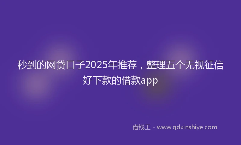 秒到的网贷口子2025年推荐，整理五个无视征信好下款的借款app