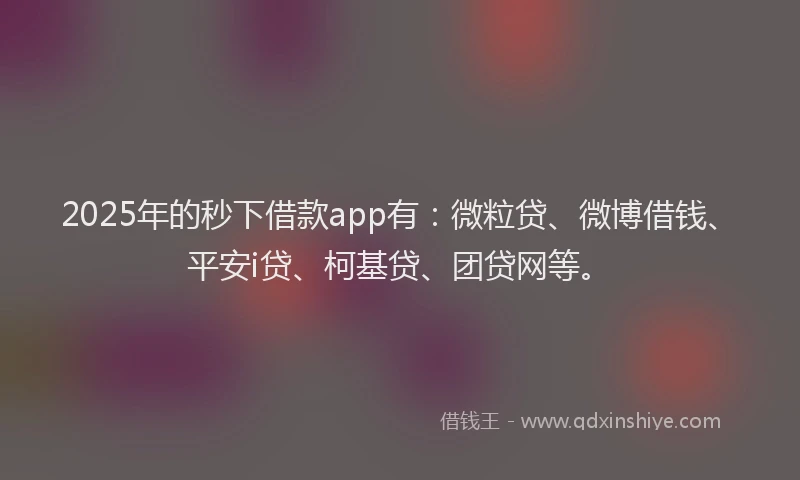 2025年的秒下借款app有：微粒贷、微博借钱、平安i贷、柯基贷、团贷网等。