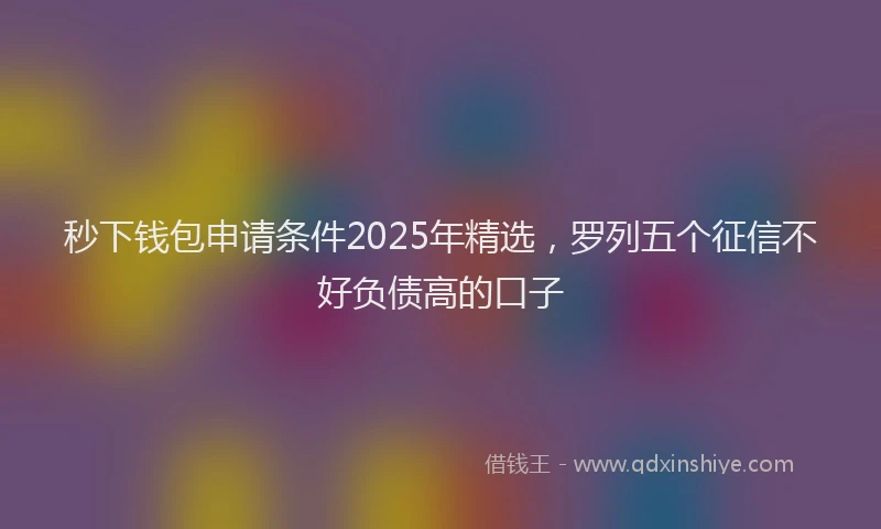 秒下钱包申请条件2025年精选，罗列五个征信不好负债高的口子