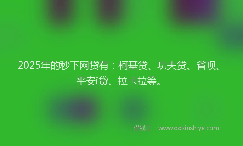 2025年的秒下网贷有：柯基贷、功夫贷、省呗、平安i贷、拉卡拉等。