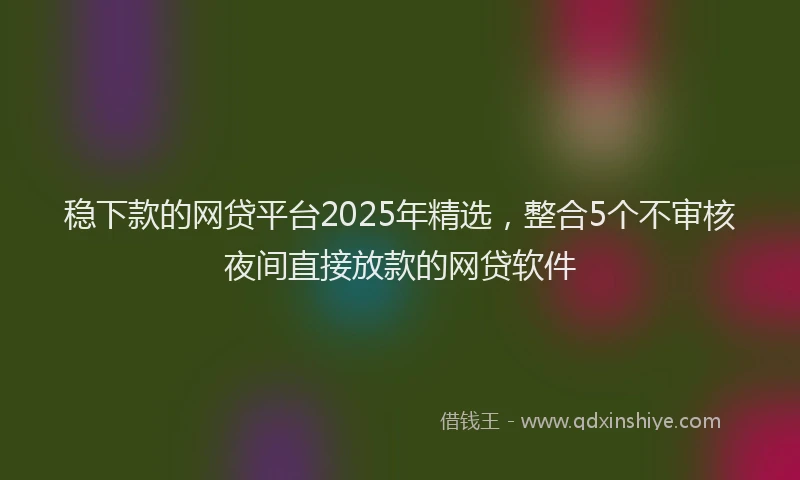 稳下款的网贷平台2025年精选，整合5个不审核夜间直接放款的网贷软件
