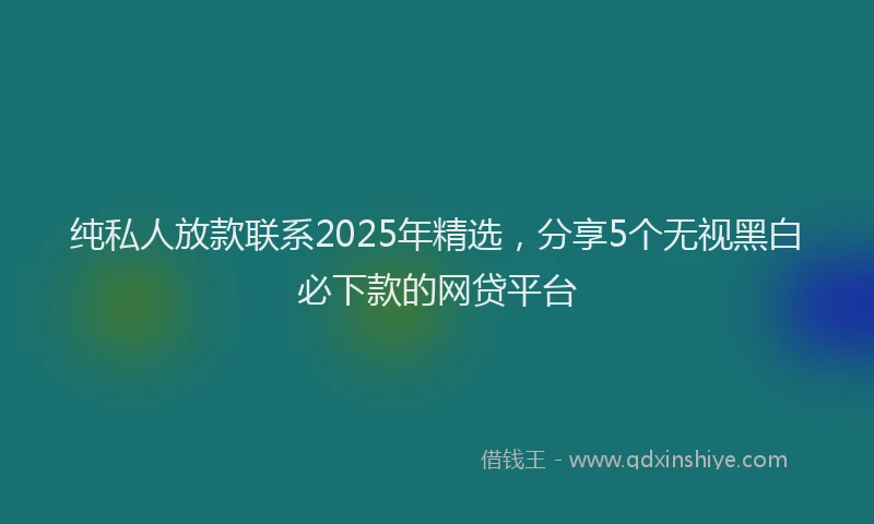 纯私人放款联系2025年精选，分享5个无视黑白必下款的网贷平台