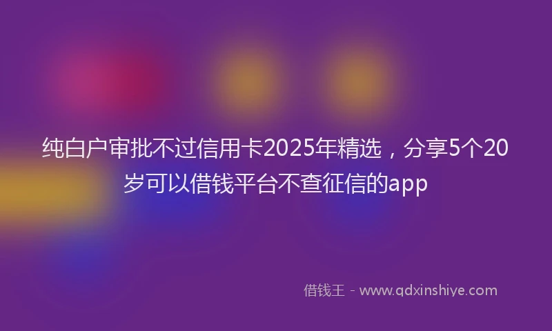 纯白户审批不过信用卡2025年精选，分享5个20岁可以借钱平台不查征信的app