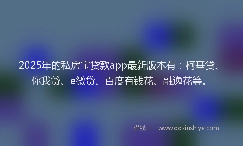2025年的私房宝贷款app最新版本有：柯基贷、你我贷、e微贷、百度有钱花、融逸花等。