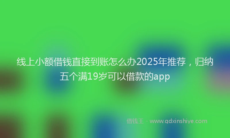 线上小额借钱直接到账怎么办2025年推荐，归纳五个满19岁可以借款的app