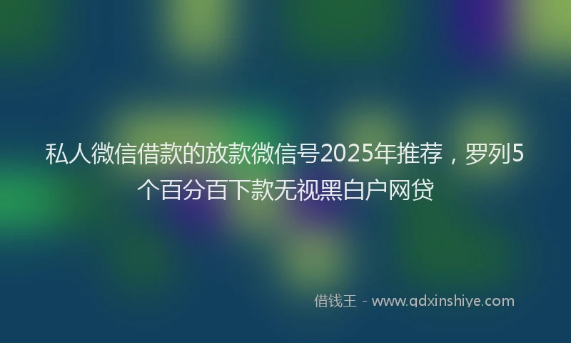 私人微信借款的放款微信号2025年推荐，罗列5个百分百下款无视黑白户网贷