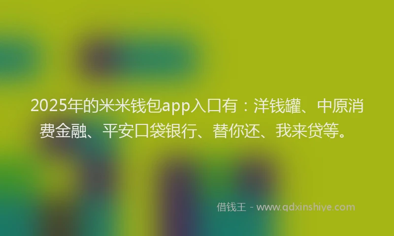 2025年的米米钱包app入口有：洋钱罐、中原消费金融、平安口袋银行、替你还、我来贷等。