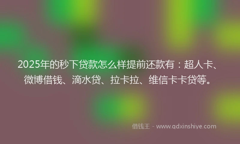2025年的秒下贷款怎么样提前还款有：超人卡、微博借钱、滴水贷、拉卡拉、维信卡卡贷等。