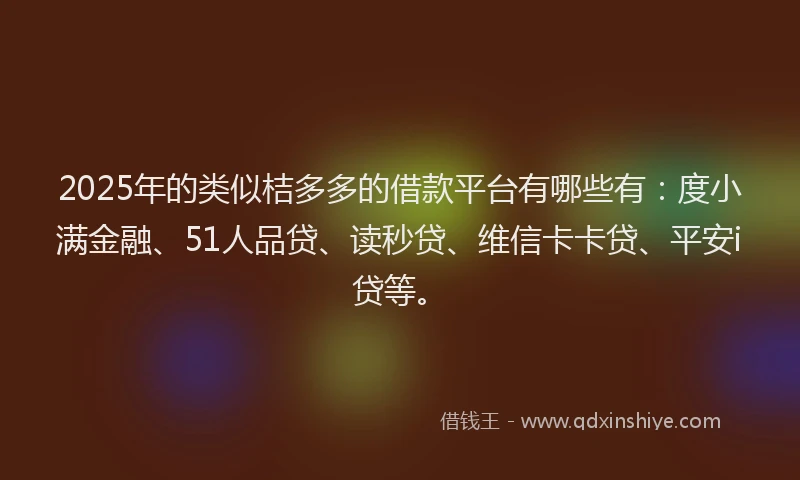 2025年的类似桔多多的借款平台有哪些有：度小满金融、51人品贷、读秒贷、维信卡卡贷、平安i贷等。