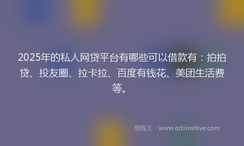2025年的私人网贷平台有哪些可以借款有：拍拍贷、投友圈、拉卡拉、百度有钱花、美团生活费等。
