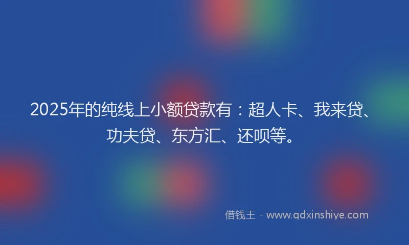 2025年的纯线上小额贷款有：超人卡、我来贷、功夫贷、东方汇、还呗等。