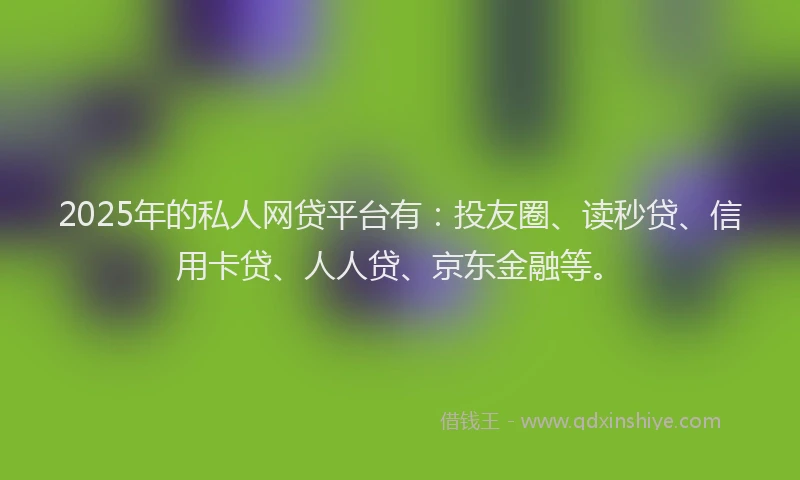 2025年的私人网贷平台有：投友圈、读秒贷、信用卡贷、人人贷、京东金融等。