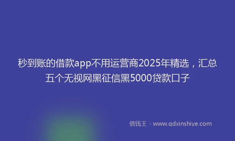 秒到账的借款app不用运营商2025年精选，汇总五个无视网黑征信黑5000贷款口子