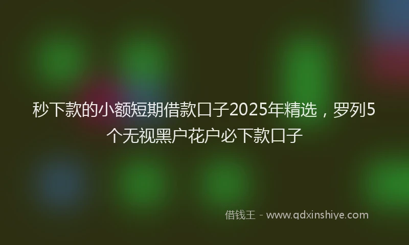 秒下款的小额短期借款口子2025年精选，罗列5个无视黑户花户必下款口子