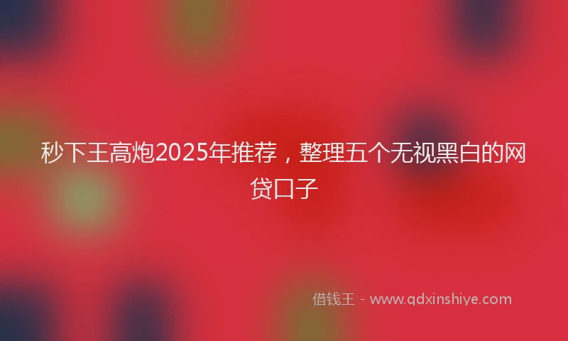 秒下王高炮2025年推荐，整理五个无视黑白的网贷口子