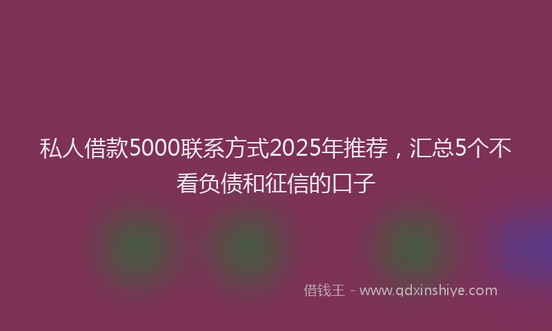 私人借款5000联系方式2025年推荐，汇总5个不看负债和征信的口子
