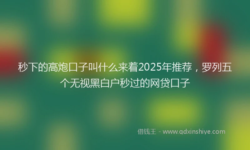 秒下的高炮口子叫什么来着2025年推荐，罗列五个无视黑白户秒过的网贷口子