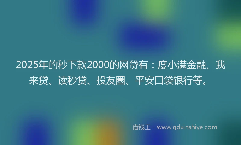 2025年的秒下款2000的网贷有：度小满金融、我来贷、读秒贷、投友圈、平安口袋银行等。