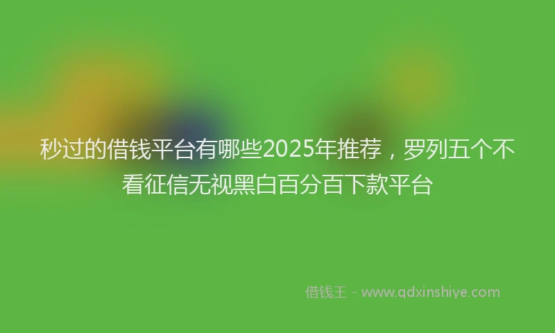 秒过的借钱平台有哪些2025年推荐，罗列五个不看征信无视黑白百分百下款平台