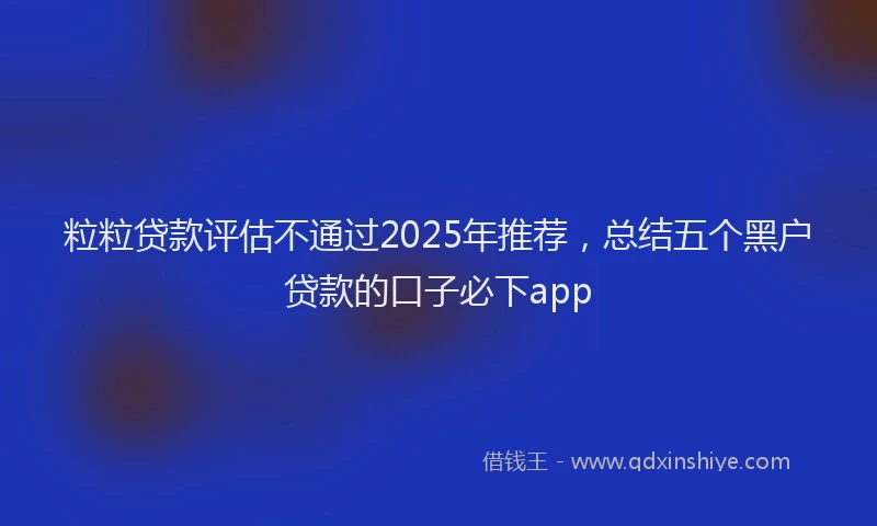 粒粒贷款评估不通过2025年推荐，总结五个黑户贷款的口子必下app