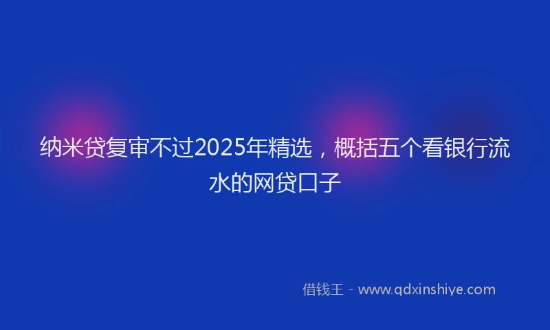 纳米贷复审不过2025年精选，概括五个看银行流水的网贷口子