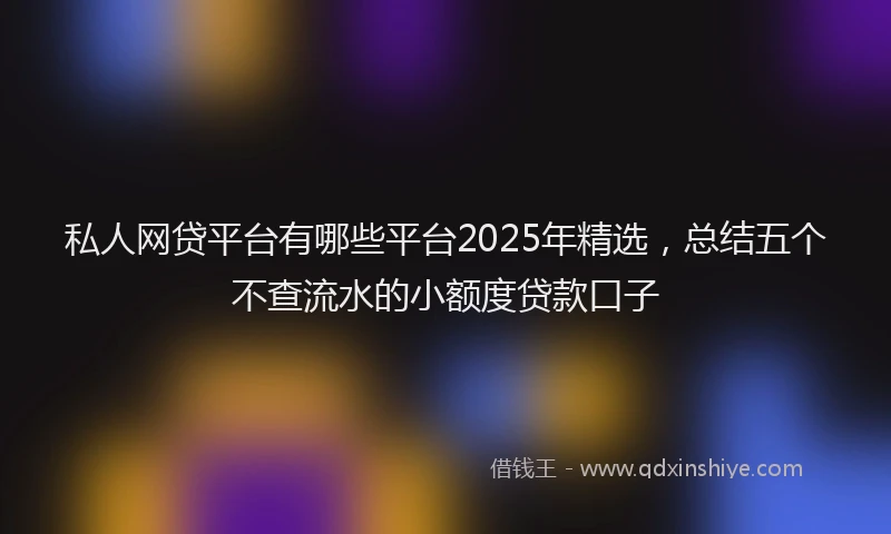 私人网贷平台有哪些平台2025年精选，总结五个不查流水的小额度贷款口子