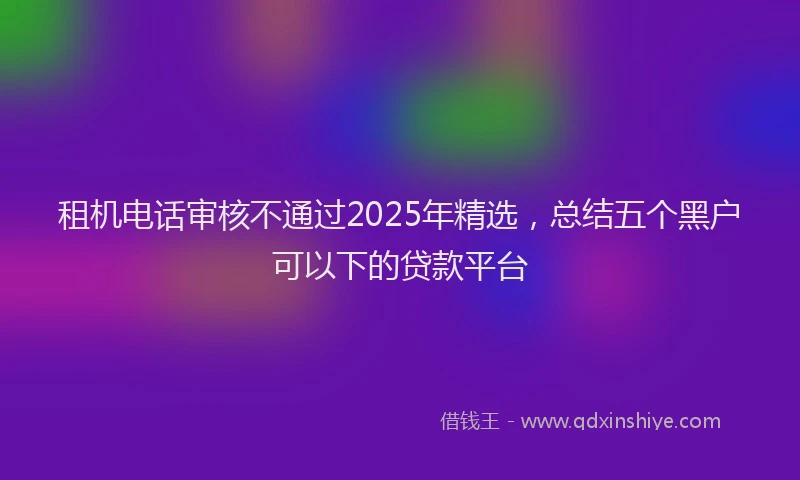 租机电话审核不通过2025年精选，总结五个黑户可以下的贷款平台