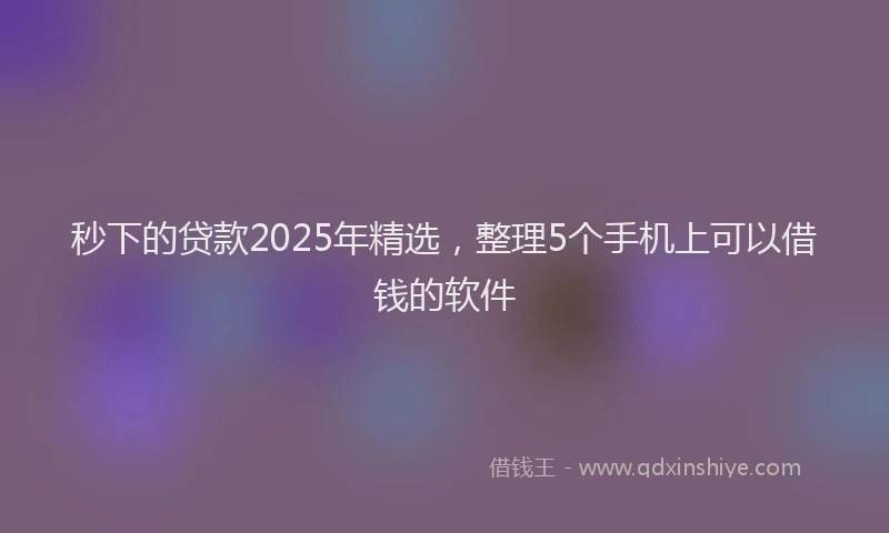 秒下的贷款2025年精选，整理5个手机上可以借钱的软件