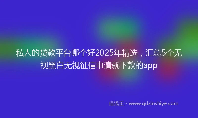 私人的贷款平台哪个好2025年精选，汇总5个无视黑白无视征信申请就下款的app