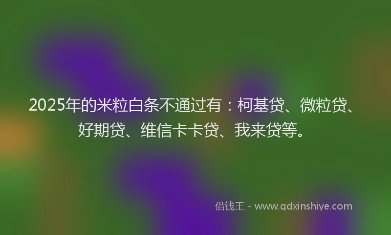 2025年的米粒白条不通过有：柯基贷、微粒贷、好期贷、维信卡卡贷、我来贷等。