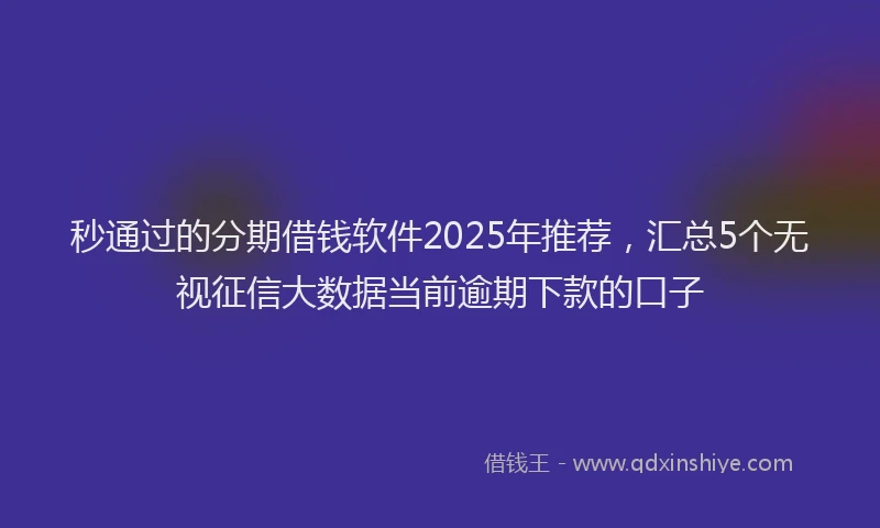 秒通过的分期借钱软件2025年推荐，汇总5个无视征信大数据当前逾期下款的口子