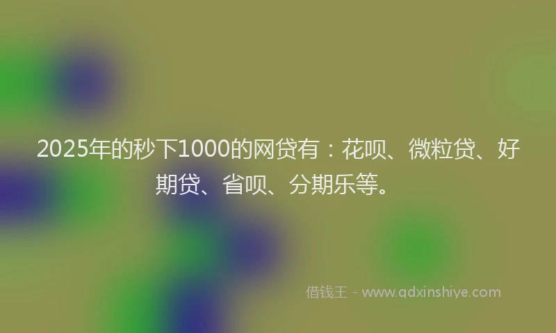 2025年的秒下1000的网贷有：花呗、微粒贷、好期贷、省呗、分期乐等。
