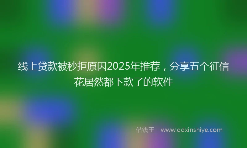 线上贷款被秒拒原因2025年推荐，分享五个征信花居然都下款了的软件