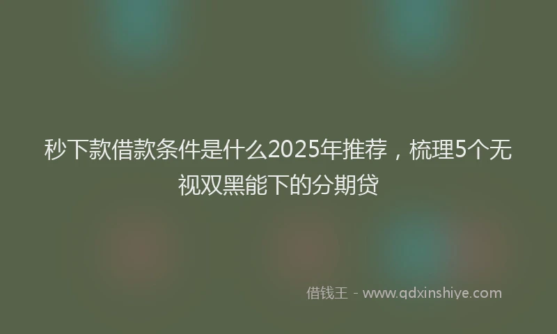秒下款借款条件是什么2025年推荐，梳理5个无视双黑能下的分期贷
