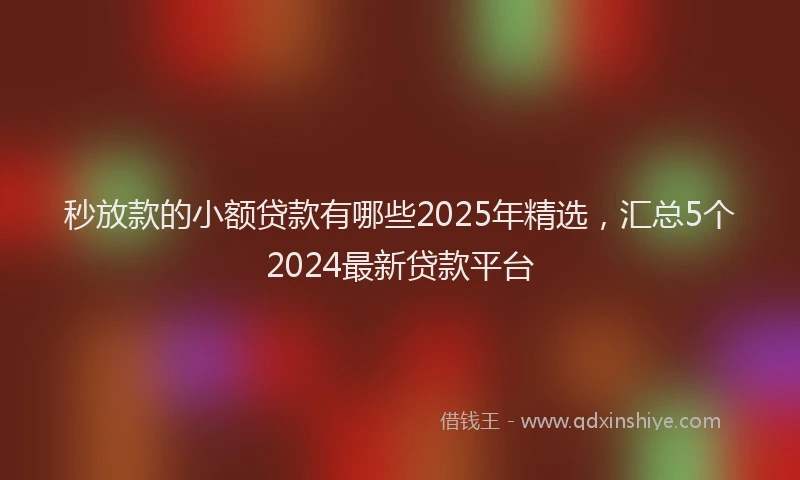 秒放款的小额贷款有哪些2025年精选，汇总5个2024最新贷款平台