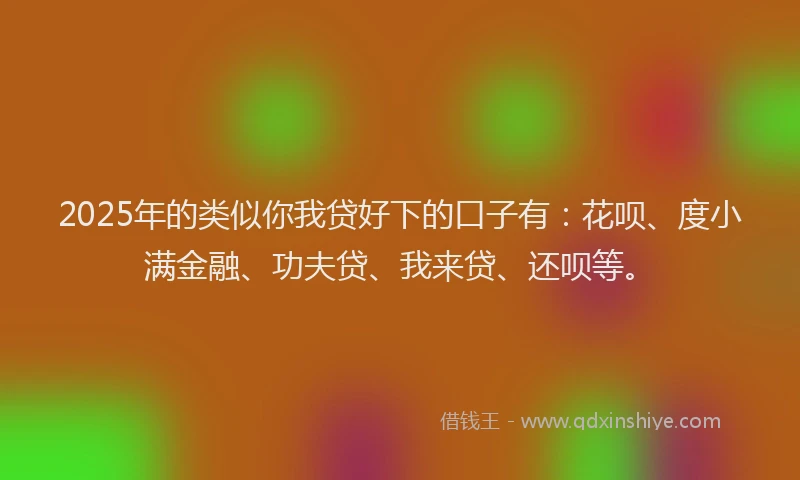 2025年的类似你我贷好下的口子有：花呗、度小满金融、功夫贷、我来贷、还呗等。