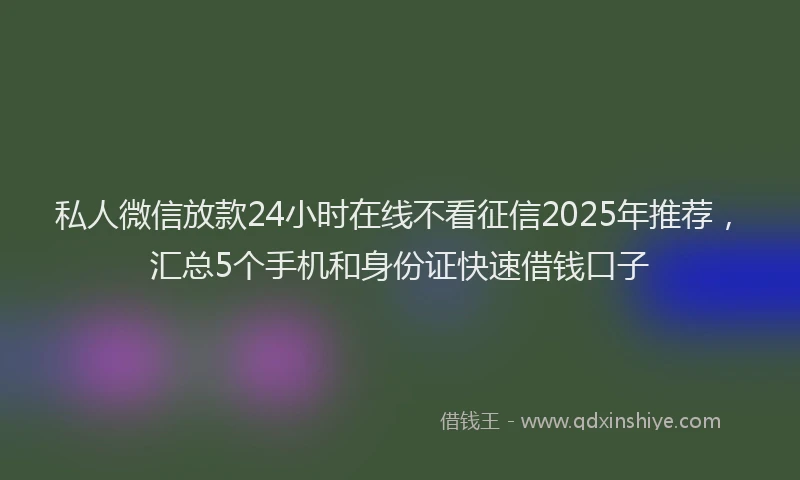 私人微信放款24小时在线不看征信2025年推荐，汇总5个手机和身份证快速借钱口子