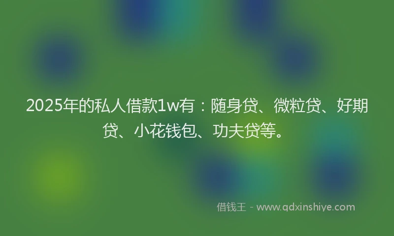 2025年的私人借款1w有：随身贷、微粒贷、好期贷、小花钱包、功夫贷等。