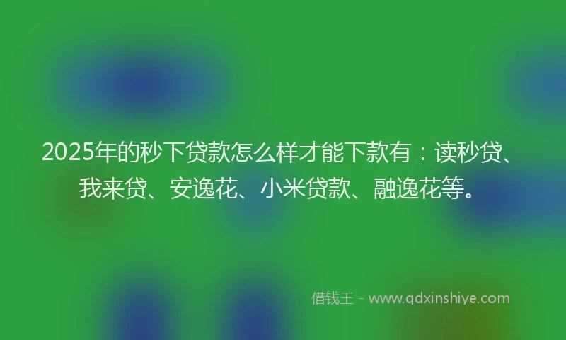 2025年的秒下贷款怎么样才能下款有：读秒贷、我来贷、安逸花、小米贷款、融逸花等。