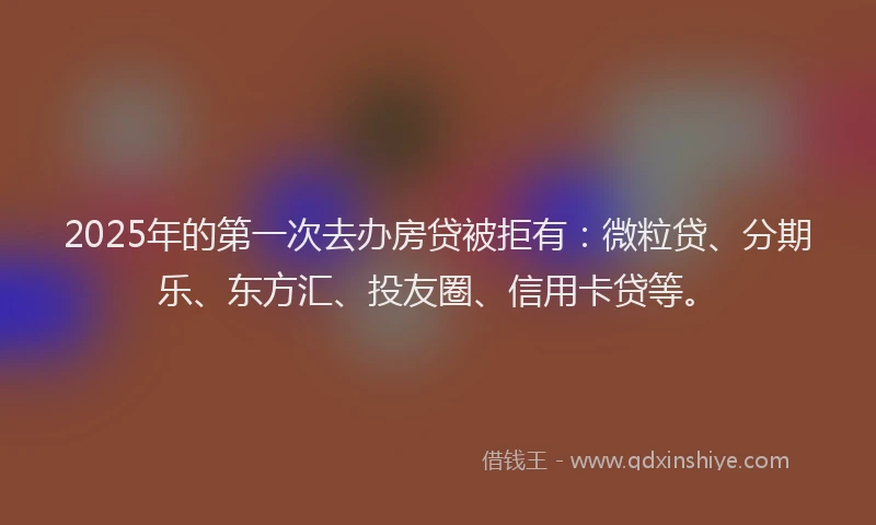 2025年的第一次去办房贷被拒有：微粒贷、分期乐、东方汇、投友圈、信用卡贷等。