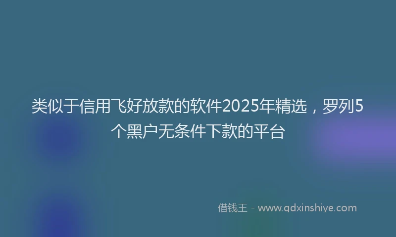 类似于信用飞好放款的软件2025年精选，罗列5个黑户无条件下款的平台
