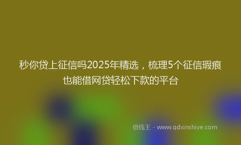 秒你贷上征信吗2025年精选，梳理5个征信瑕疵也能借网贷轻松下款的平台