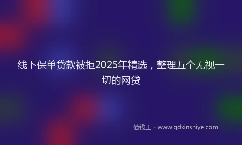 线下保单贷款被拒2025年精选，整理五个无视一切的网贷