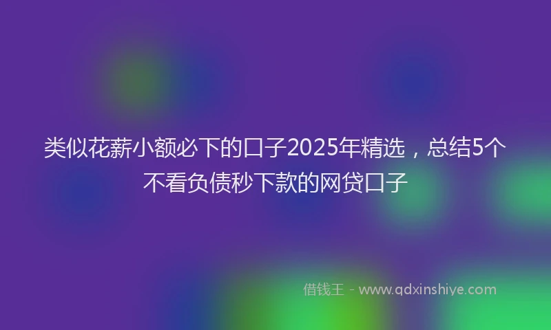 类似花薪小额必下的口子2025年精选，总结5个不看负债秒下款的网贷口子