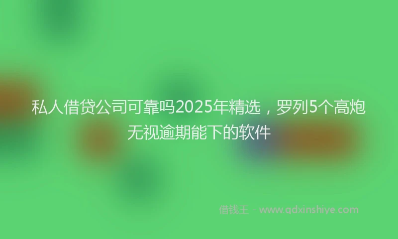 私人借贷公司可靠吗2025年精选，罗列5个高炮无视逾期能下的软件