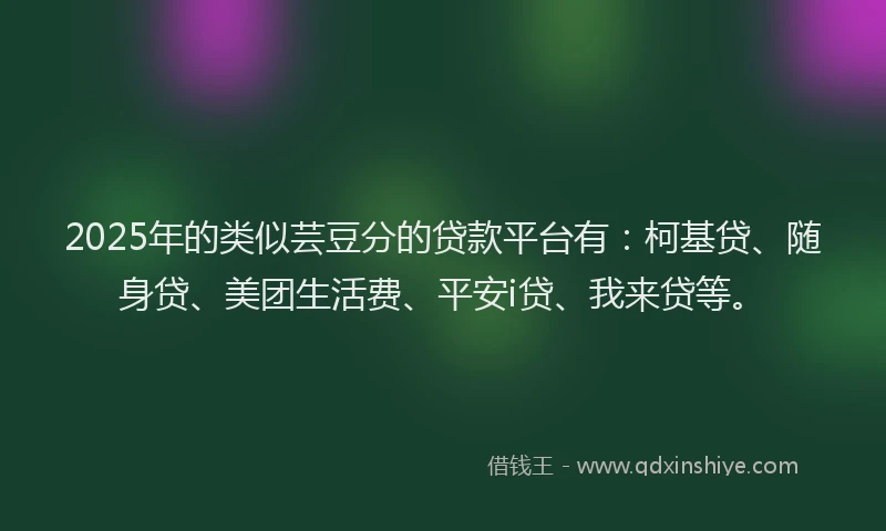 2025年的类似芸豆分的贷款平台有：柯基贷、随身贷、美团生活费、平安i贷、我来贷等。
