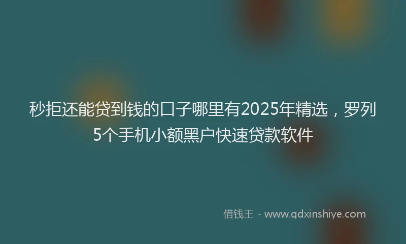 秒拒还能贷到钱的口子哪里有2025年精选，罗列5个手机小额黑户快速贷款软件