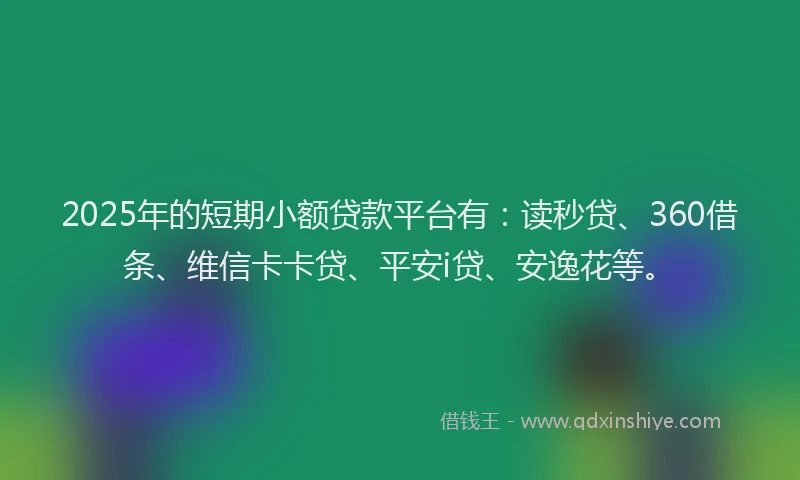2025年的短期小额贷款平台有：读秒贷、360借条、维信卡卡贷、平安i贷、安逸花等。